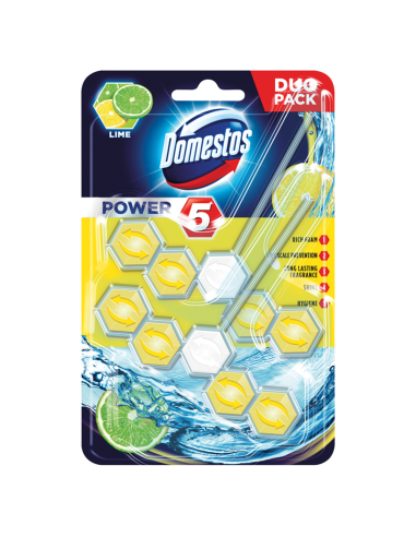 DOMESTOS Zawieszka Do WC Power Lime 2x55g