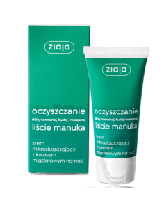 ZIAJA Liście Manuka Krem Mikrozłuszczający Do Twarzy z Kwasem Migdałowym Na Noc 50ml