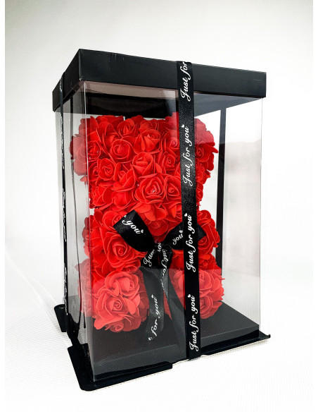 MIŚ Z RÓŻ CZERWONY na Prezent 25cm