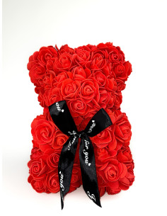 MIŚ Z RÓŻ CZERWONY na Prezent 25cm