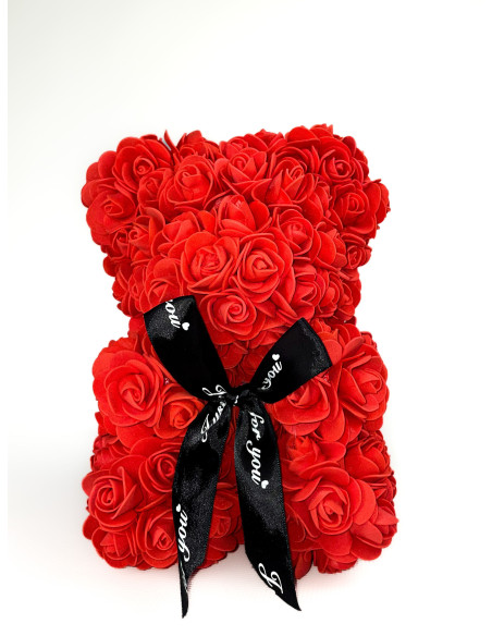 MIŚ Z RÓŻ CZERWONY na Prezent 25cm