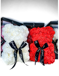 MIŚ Z RÓŻ CZERWONY na Prezent 25cm 2