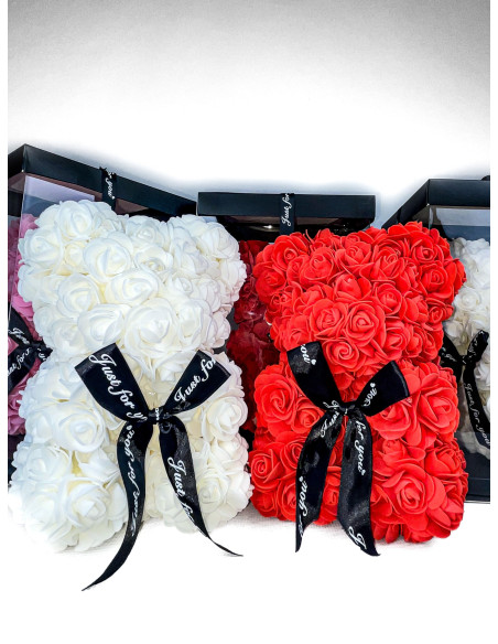 MIŚ Z RÓŻ CZERWONY na Prezent 25cm