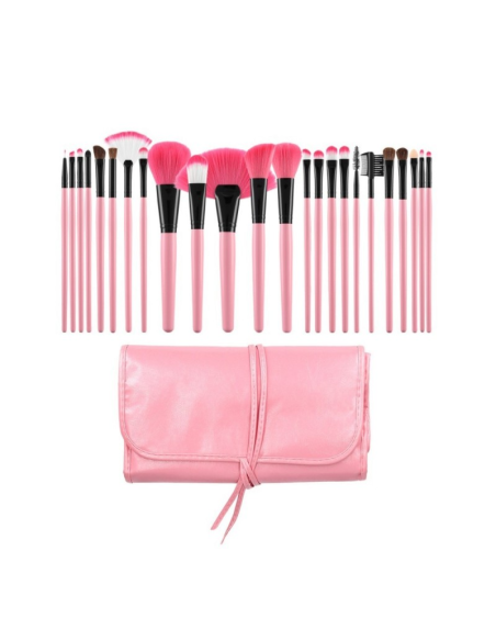 MIMO Zestaw 24 pędzli do makijażu Różowe