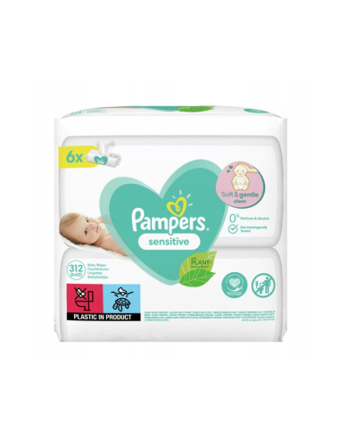 PAMPERS Nawilżane Chusteczki Sensitive 6x52szt