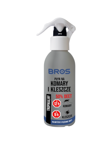 BROS Spray Płyn na Komary i Kleszcze 50% DEET 130ml