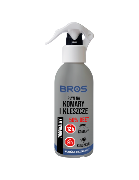 BROS Spray Płyn na Komary i Kleszcze 50% DEET 130ml