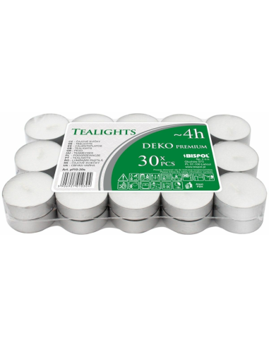BISPOL Podgrzewacze Tealight 30 Sztuk