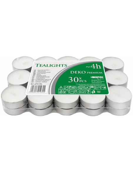 BISPOL Podgrzewacze Tealight 30 Sztuk