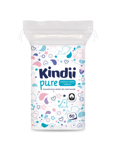 KINDII Pure Bawełniane Płatki dla Niemowląt 60szt