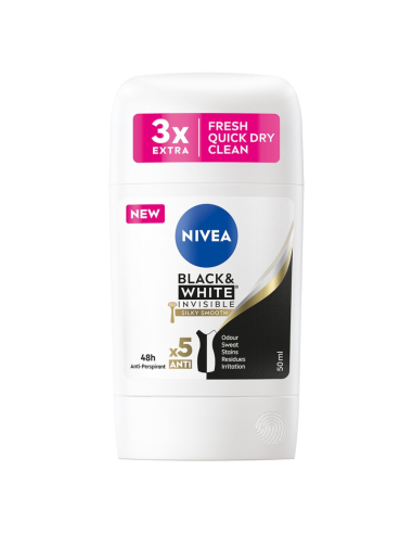 NIVEA Black & White Invisible Silky Smooth Antyperspirant w Sztyfcie 50ml