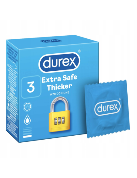 DUREX Extra Safe Thicker Prezerwatywy Wzmocnione 3szt