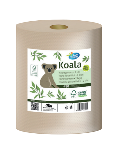 SOFT FLOWER KOALA Ręcznik do Rąk 450 Listków 100% ECO Brązowy