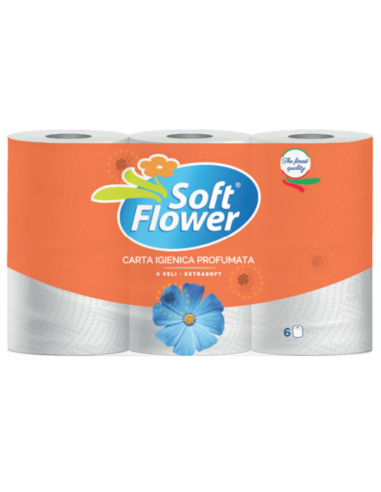 SOFT FLOWER Papier Toaletowy  4-warstwowy 6 rolek Zapachowy 180 Listków