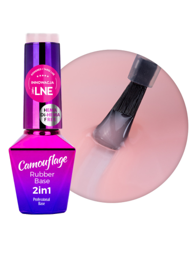 MOLLYLAC Baza Kauczukowa Rubber Base 2w1 Camouflage Nectarine Nude Hema/di-Hema free 10g Nr 5