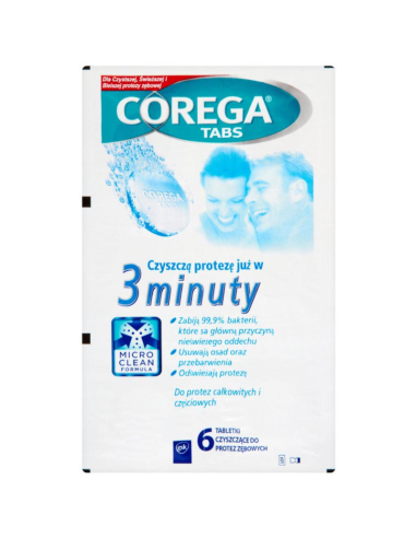 COREGA Tabs Tabletki Czyszczące do Protez 3 min 6 szt
