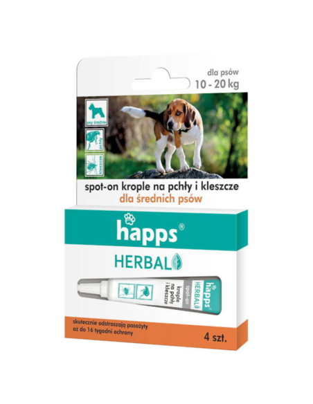 BROS Happs Krople na Pchły i Kleszcze dla Psów Średnich 10-20 kg 4szt