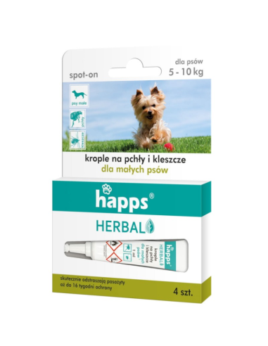 BROS Happs Krople na Pchły i Kleszcze dla Psów Małych 5-10 kg 4szt