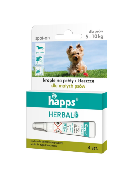 BROS Happs Krople na Pchły i Kleszcze dla Psów Małych 5-10 kg 4szt