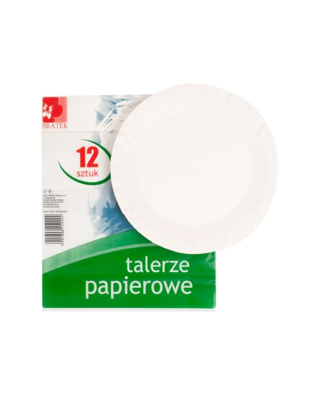 BRATEK Talerze Jednorazowe Papierowe 12 sztuk