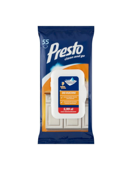 PRESTO Ściereczki Nawilżane do Kuchni 55szt