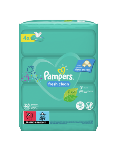 PAMPERS Chusteczki Nawilżane dla Niemowląt Fresh Clean 4x80