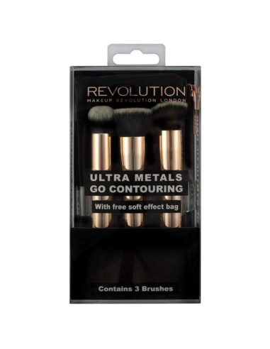 MAKEUP REVOLUTION Ultra Metals Go Zestaw Pędzli do Konturowania Twarzy 3szt