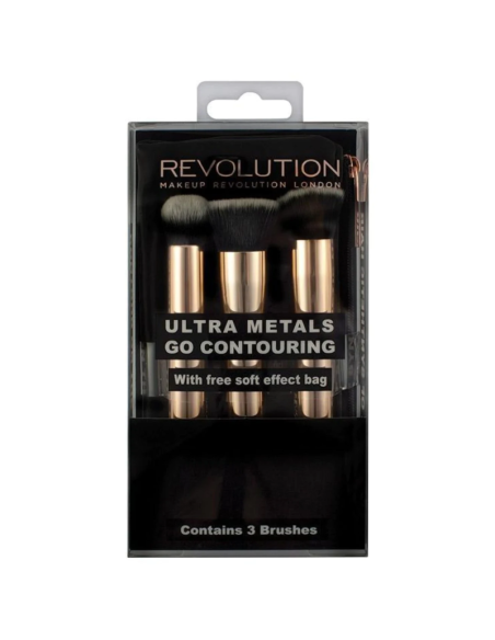 MAKEUP REVOLUTION Ultra Metals Go Zestaw Pędzli do Konturowania Twarzy 3szt