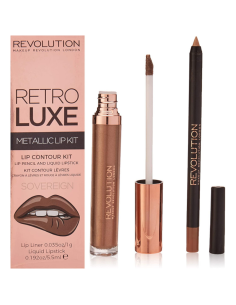 MAKEUP REVOLUTION Retro Luxe Matte Kit Metallic Sovereign Zestaw Błyszczyk + Kredka