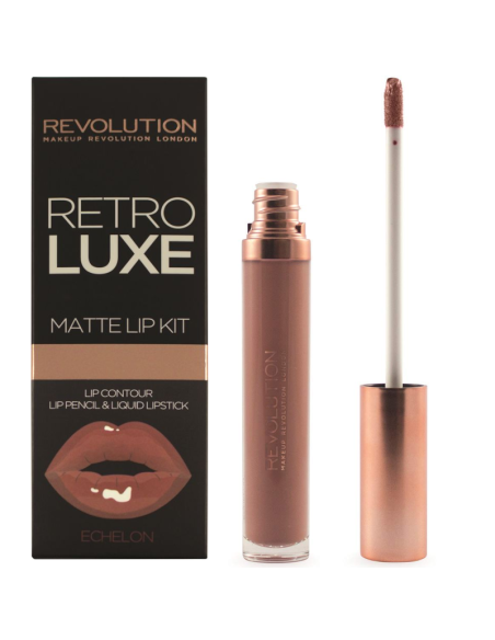 MAKEUP REVOLUTION Retro Luxe Matte Kit Echelon Zestaw Błyszczyk 5,5ml + Kredka do Ust