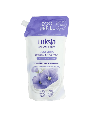 LUKSJA Mydło w Płynie do Rąk Zapas Len i Mleczko Ryżowe 900ml