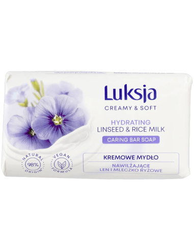 Luksja Creamy & Soft Kremowe Mydło w Kostce Len i Mleczko Ryżowe 90g
