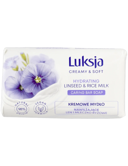 Luksja Creamy & Soft Kremowe Mydło w Kostce Len i Mleczko Ryżowe 90g