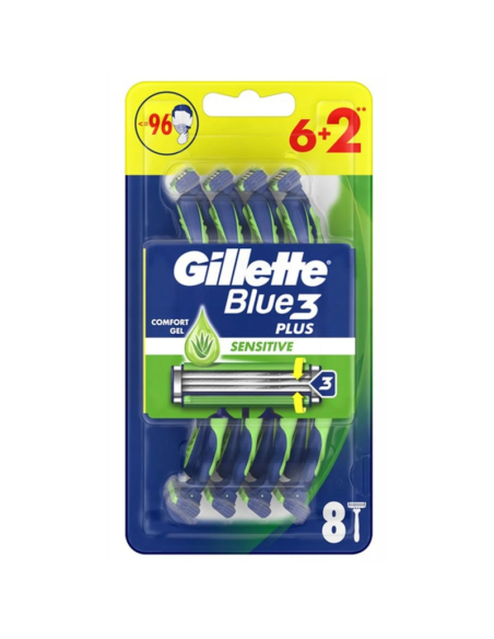GILLETTE Blue 3 Maszynki do Golenia Sensitive 8 sztuk