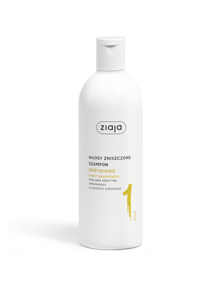 ZIAJA Kwiat Bananowca Odżywczy Szampon do Włosów Zniszczonych 400ml