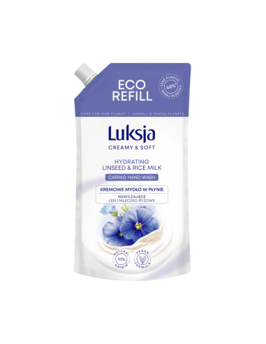 LUKSJA Mydło do Rąk w Płynie Zapas Len i Mleczko Ryżowe 400ml