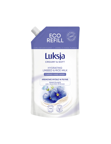 LUKSJA Mydło do Rąk w Płynie Zapas Len i Mleczko Ryżowe 400ml