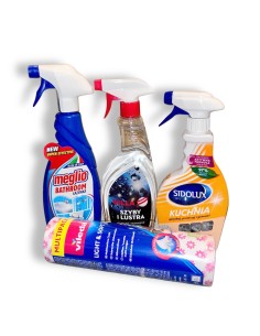 Pakiet Środki Czystości Premium - Kuchnia Łazienka Szyby + Ściereczki