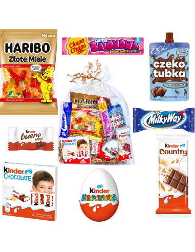 Paczka na Zajączka Wielkanoc Upominek dla Dziecka i Nie Tylko Zestaw Prezentowy Słodycze Kinder