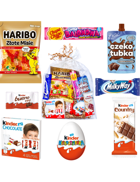 Paczka na Zajączka Wielkanoc Upominek dla Dziecka i Nie Tylko Zestaw Prezentowy Słodycze Kinder