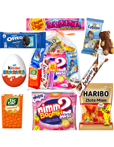 Paczka Upominek Zestaw Prezentowy Słodyczy Kinder, Haribo Zajączek dla Dziecka