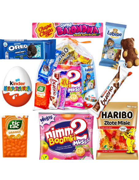 Paczka Upominek Zestaw Prezentowy Słodyczy Kinder, Haribo dla Dziecka