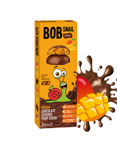 BOB Snail Choco Mango 30g Naturalna Przekąska w Belgijskiej Czekoladzie