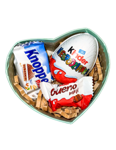 Drobny Upominek Słodycze w Kształcie Serca Kinder Niespodzianka Dzień Dziecka, Baby Shower