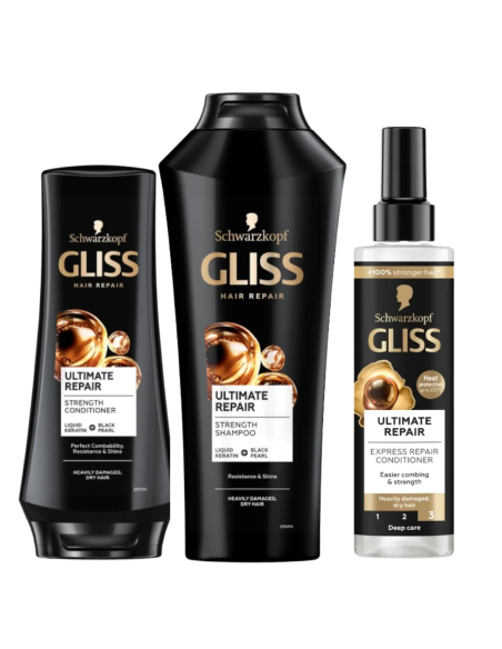 Pakiet Kosmetyków do Włosów Mocno Zniszczonych Szampon + Odżywki GLISS Ultimate Repair