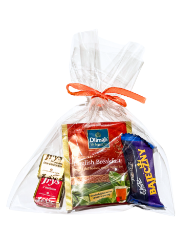 Upominek Podziękowanie Herbatka + Cukierki w Woreczku z Kokardką