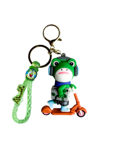 Brelok Żaba na Hulajnodze Gumowy na Plecak Piórnik do Kluczy