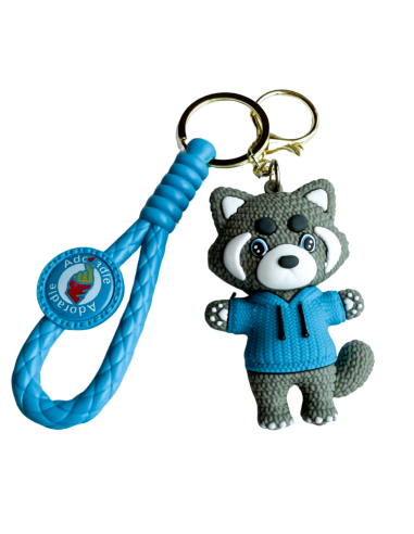 Brelok Racoon Szop Niebieski Gumowy do Plecaka Torebki Kluczy