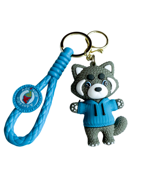 Brelok Racoon Szop Niebieski Gumowy do Plecaka Torebki Kluczy