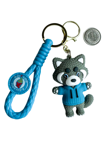 Brelok Racoon Szop Niebieski Gumowy do Plecaka Torebki Kluczy
